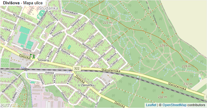Divišova - mapa ulice