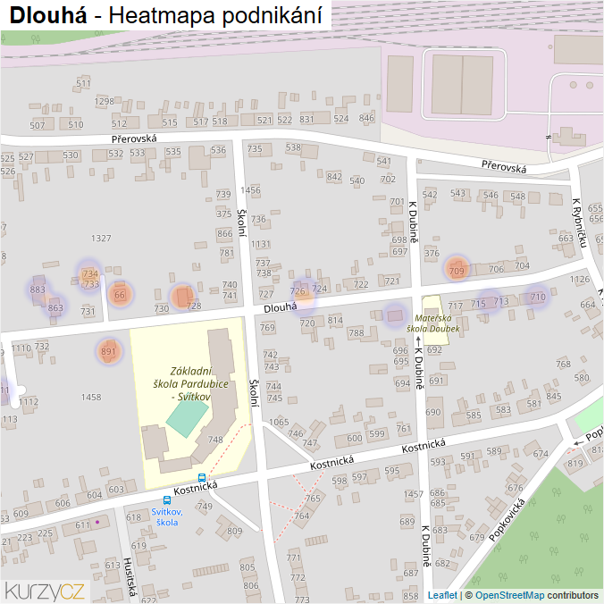Mapa Dlouhá - Firmy v ulici.
