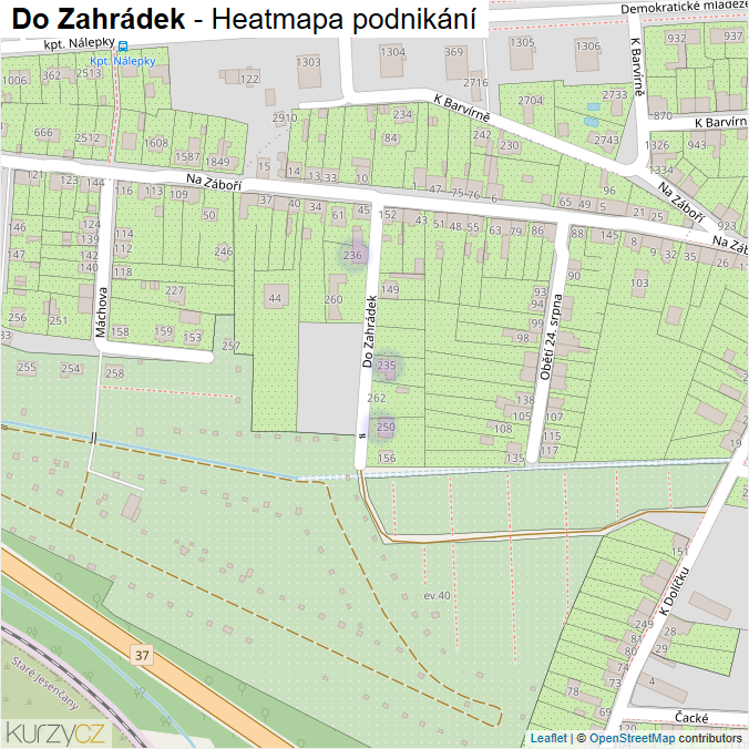 Mapa Do Zahrádek - Firmy v ulici.