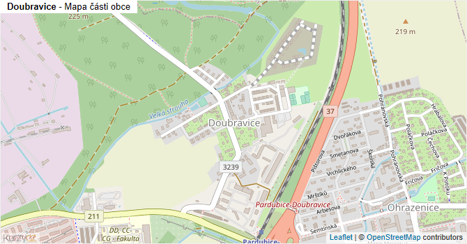 Doubravice - mapa části obce