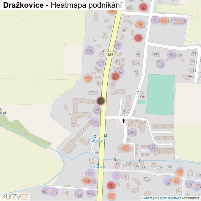 Mapa Dražkovice - Firmy v části obce.
