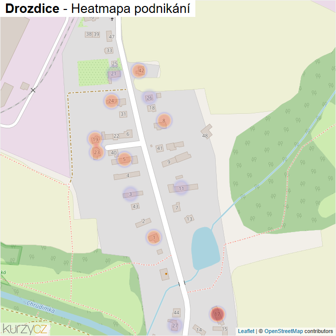Mapa Drozdice - Firmy v části obce.