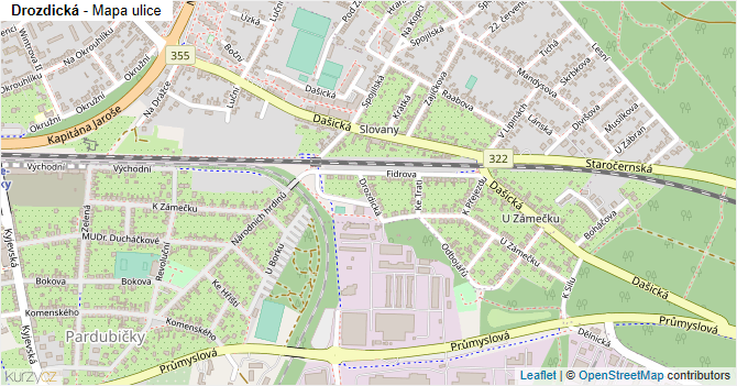 Drozdická - mapa ulice