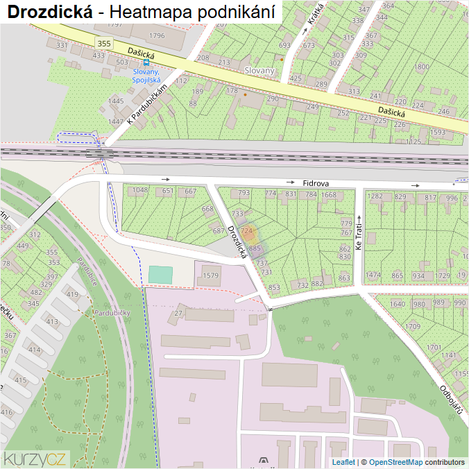 Mapa Drozdická - Firmy v ulici.