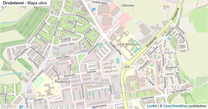 Družstevní - mapa ulice