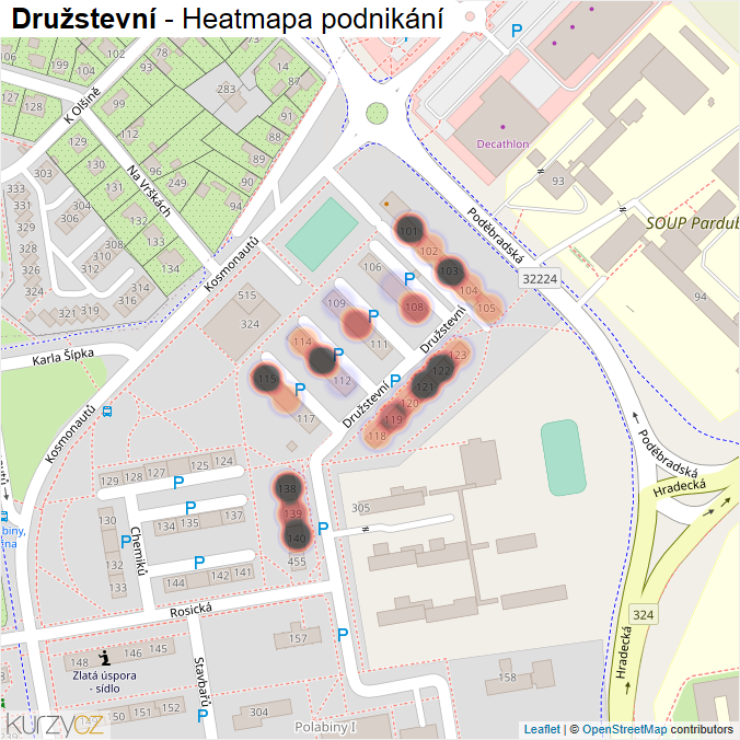 Mapa Družstevní - Firmy v ulici.