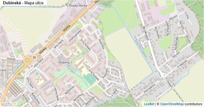Dubinská - mapa ulice