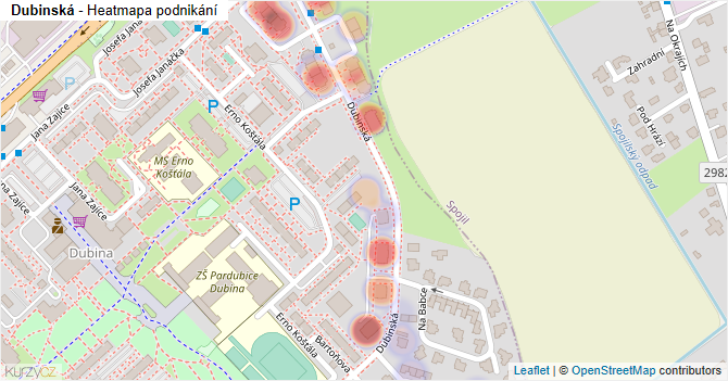 Dubinská - mapa podnikání