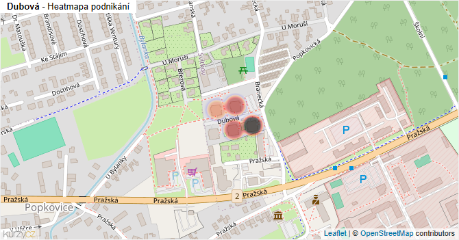 Dubová - mapa podnikání