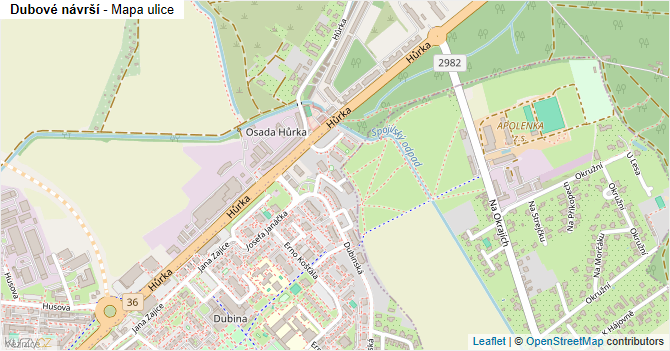 Dubové návrší - mapa ulice