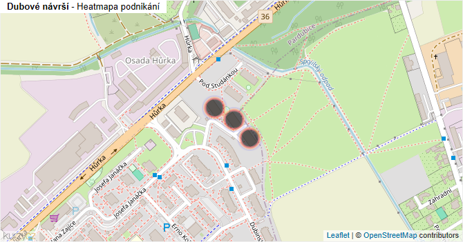 Dubové návrší - mapa podnikání