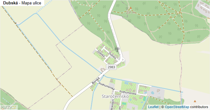 Dubská - mapa ulice