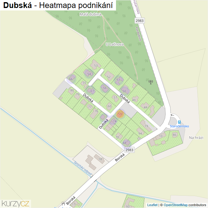 Mapa Dubská - Firmy v ulici.