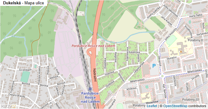 Dukelská - mapa ulice