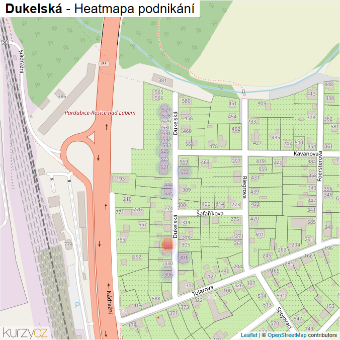 Mapa Dukelská - Firmy v ulici.