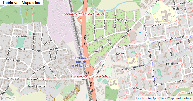 Duškova - mapa ulice