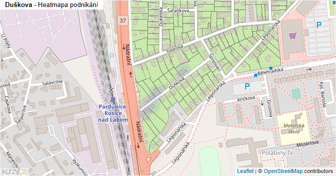 Duškova - mapa podnikání