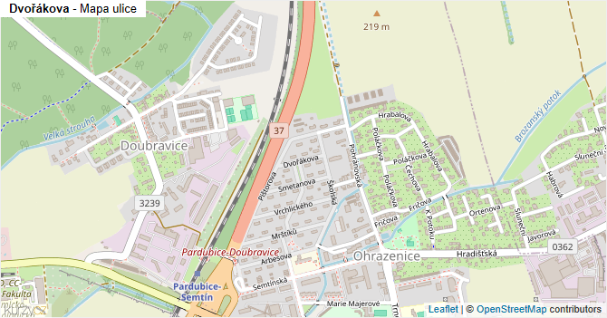Dvořákova - mapa ulice