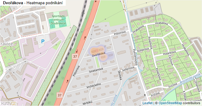Dvořákova - mapa podnikání