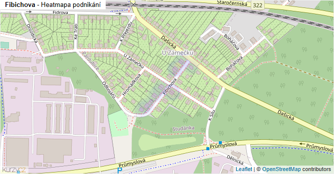 Fibichova - mapa podnikání