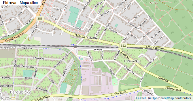 Fidrova - mapa ulice