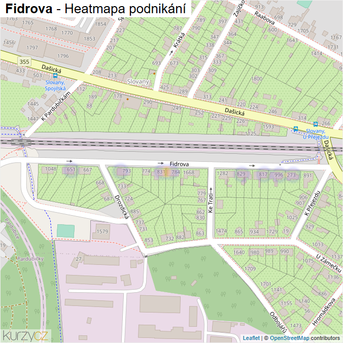 Mapa Fidrova - Firmy v ulici.