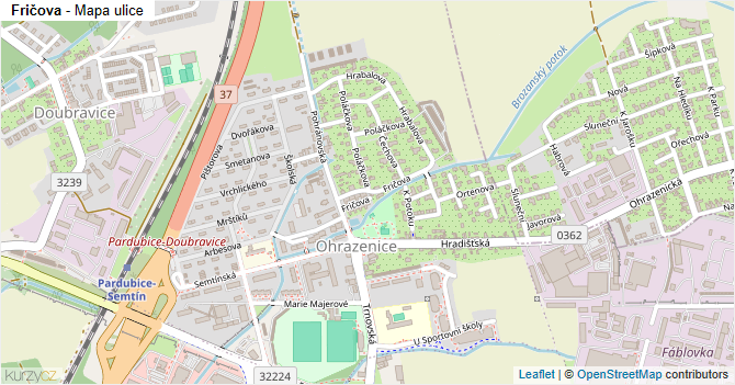 Fričova - mapa ulice