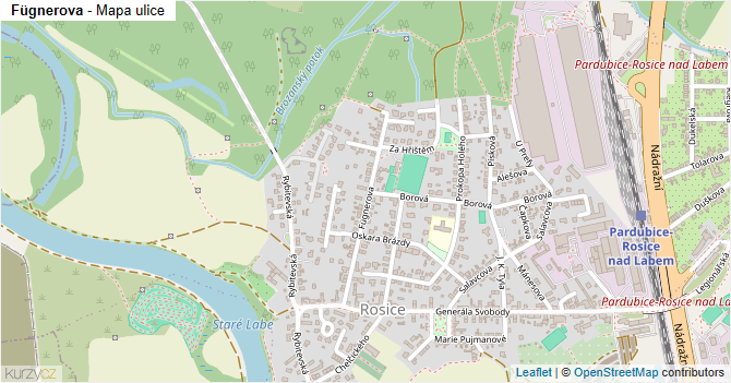 Fügnerova - mapa ulice
