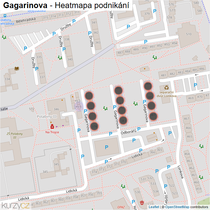 Mapa Gagarinova - Firmy v ulici.