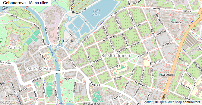 Gebauerova - mapa ulice