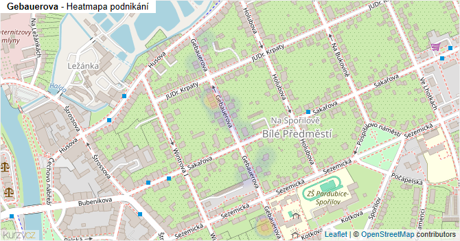 Gebauerova - mapa podnikání