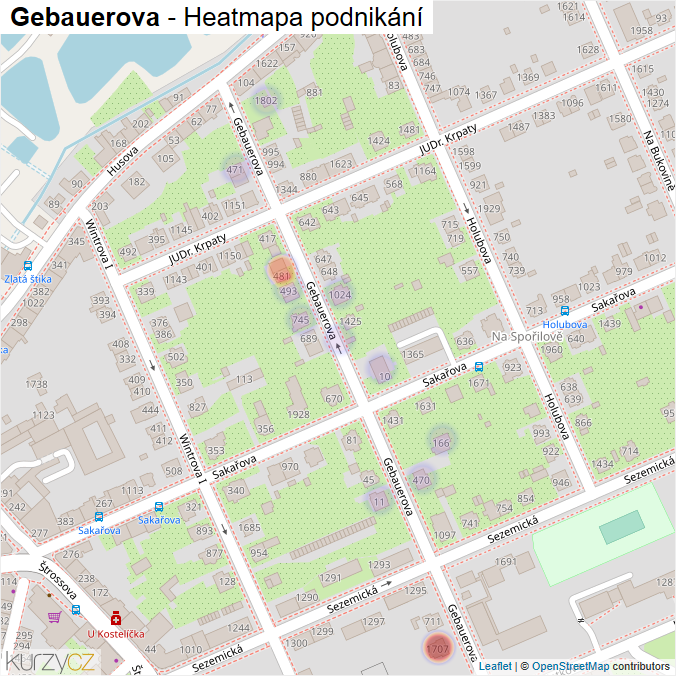 Mapa Gebauerova - Firmy v ulici.