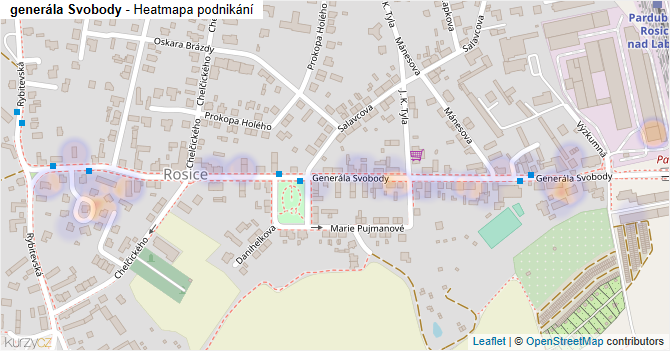 generála Svobody - mapa podnikání