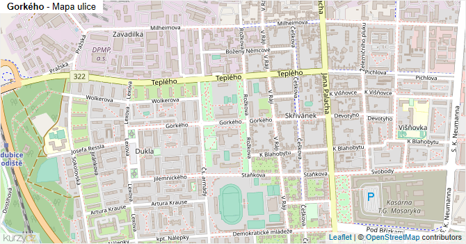 Gorkého - mapa ulice