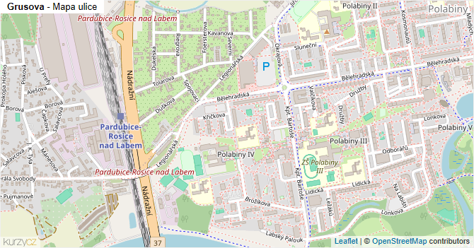 Grusova - mapa ulice
