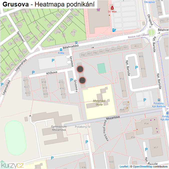 Mapa Grusova - Firmy v ulici.