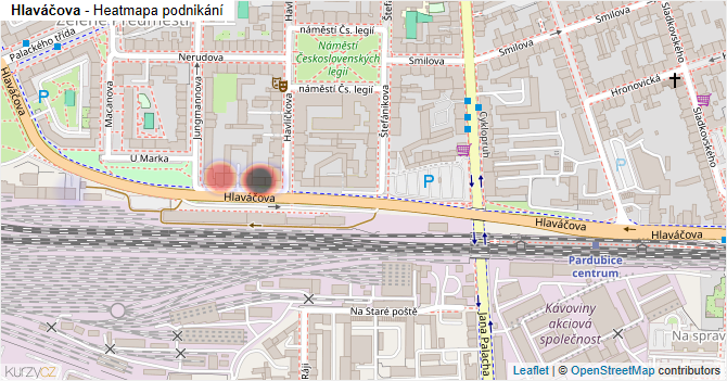 Hlaváčova - mapa podnikání