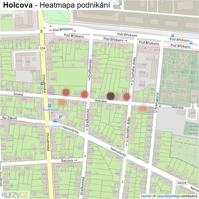 Mapa Holcova - Firmy v ulici.