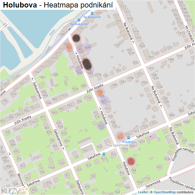 Mapa Holubova - Firmy v ulici.