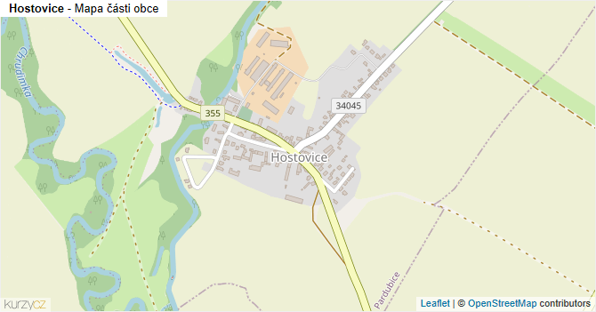 Hostovice - mapa části obce