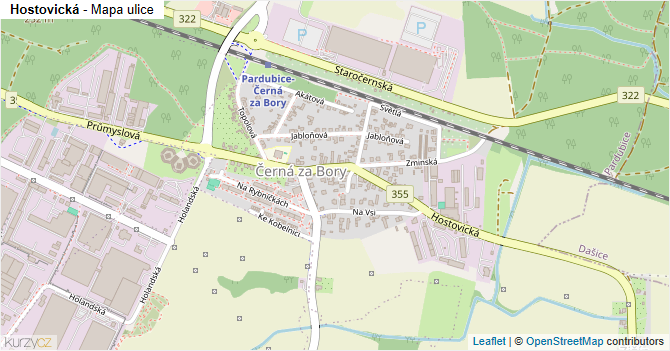 Hostovická - mapa ulice