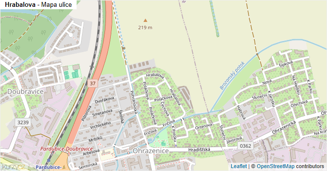 Hrabalova - mapa ulice