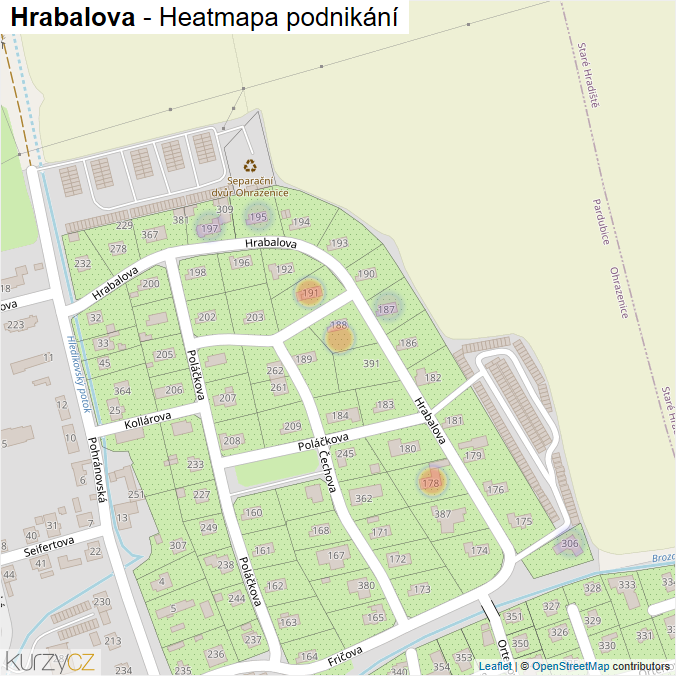 Mapa Hrabalova - Firmy v ulici.