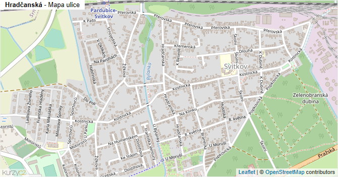 Hradčanská - mapa ulice