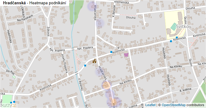 Hradčanská - mapa podnikání