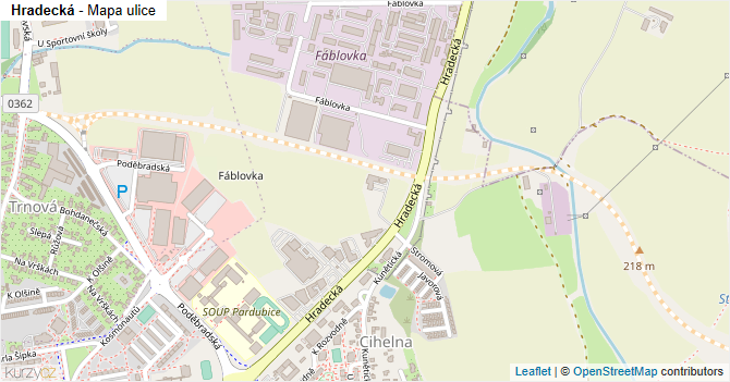 Hradecká - mapa ulice