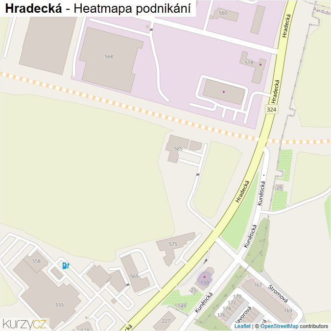Mapa Hradecká - Firmy v ulici.