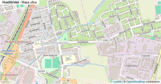 Hradišťská - mapa ulice