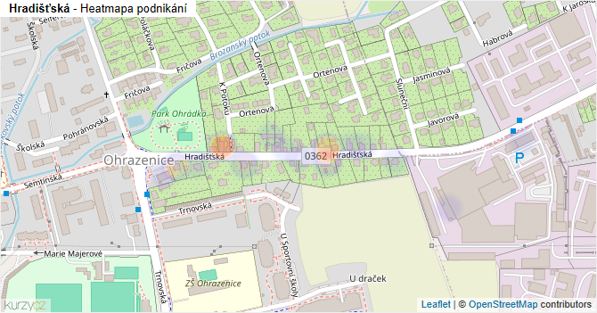 Hradišťská - mapa podnikání