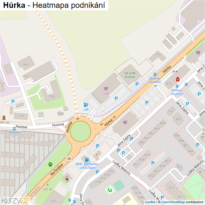 Mapa Hůrka - Firmy v ulici.